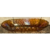 Image 3 : Vintage Amber Carnival Glass Serving Set ft. Basketweave Pattern 
