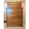 Image 1 : Hall Strathroy Solid Oak Tallboy Chest of Drawers with Brass Hardware