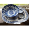 Blue & White Ceramics- Platter, Deep Bowl & 2 Small Bowls