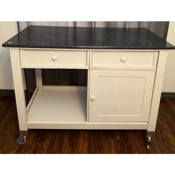 Kitchen Island on Wheels w/ Faux Marble Top 48 W, 24 W, 36 T 