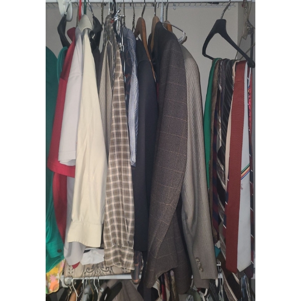 Contents of Closet- Men's Clothing- Some 38/40 Pants, Mainly Large Shirts, Neckties and More! (4)