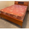Image 1 : Mid Century Teak Double Bed Set - Includes Head Board Frame Mattress & Box Spring