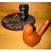 Image 3 : Vintage Wagon Lamp Terracotta Bird Calling Whistle Aztek Trinket Dish & leather Belt