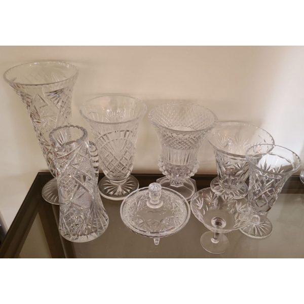Decorative Crystal & Glassware Collection - Vases, Pitchers, Candy Dishes 
