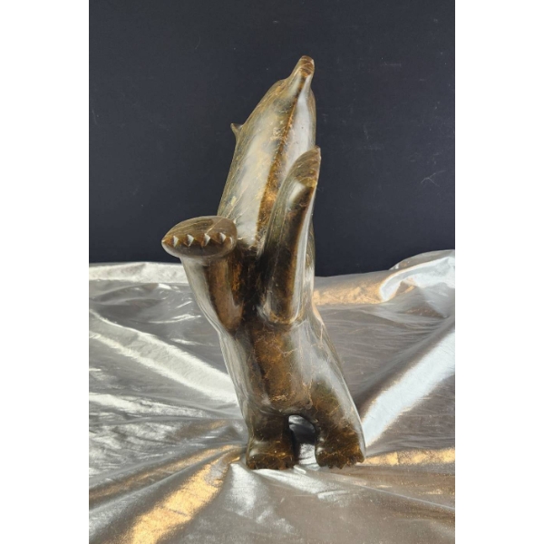 Soapstone Dancing Bear Inuit Carved Sculpture, 17x13x9- 20+ Pounds