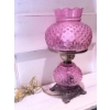Image 4 : Pink Hobnail Glass Electric Table Lamp with Metal Base