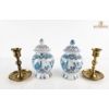 Image 2 : Brass Candlesticks & Two Ceramic Ginger Jars, Decorative Vintage Round Tin