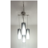 Image 1 : 2 Modern Chrome Chandeliers with Frosted Glass Accents and Accessories