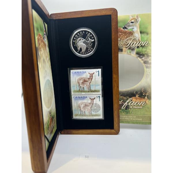 2005 Canada $5 Deer & Fawn Coin And Stamp Set
