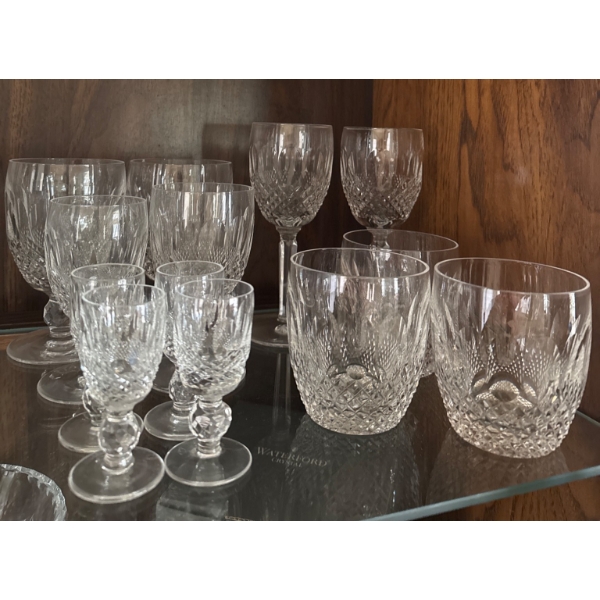 Vintage Cut Crystal Glassware Set with Decorative Patterns