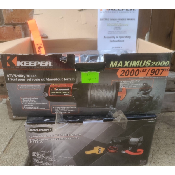 "New" Keeper Maximus 2000 lb Winch, Pro Point 2000 lb 12V DC Winch