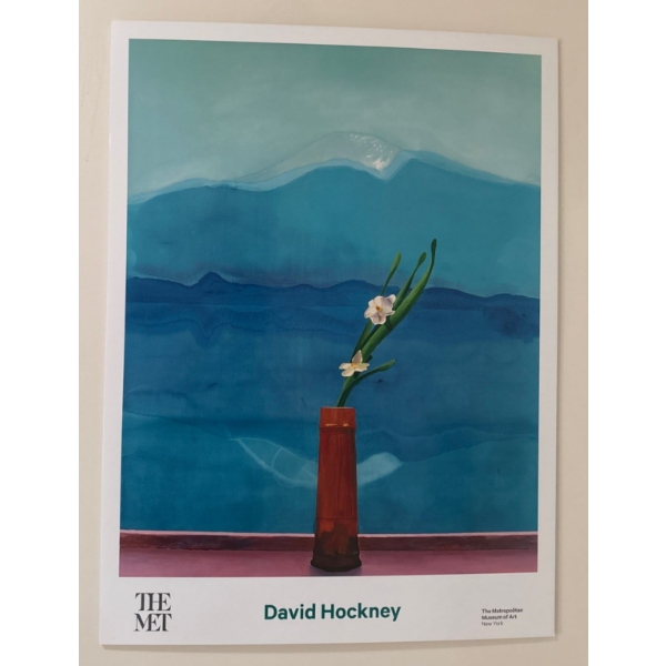 David Hockney - Mount Fuji & Flowers Art Print On Board 25x37"
