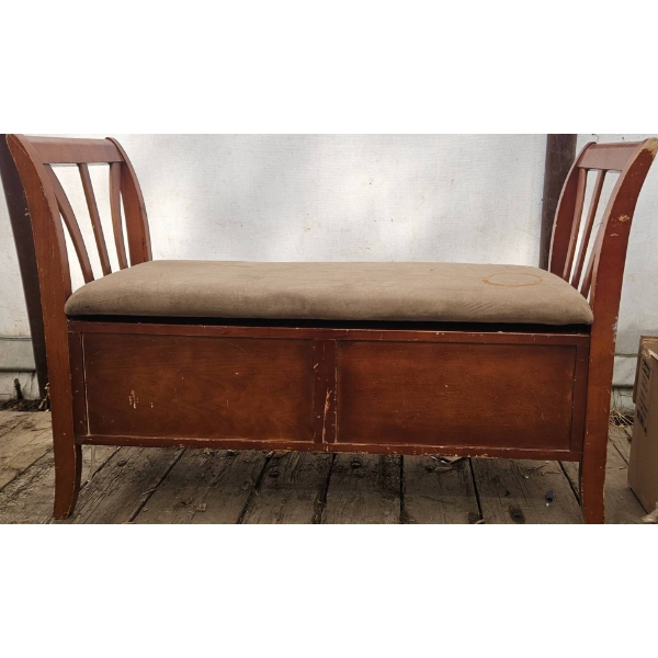 Wooden Storage Bench with Padded Seat
