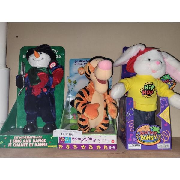 3 Automated Dancing Toys: Dancing Snowman, Tigger, and Beat Box Bunny
