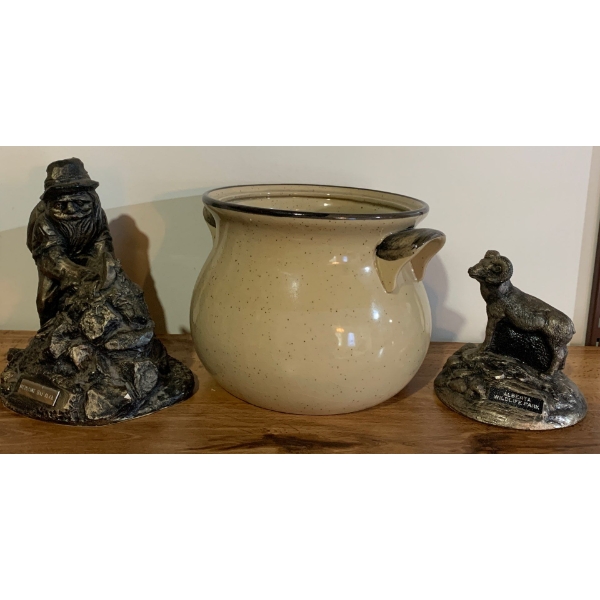 Miner Mining, Mountain Goat w/ Vintage Decorative Bowl 7T