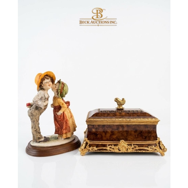 Capodimonte Figurine Style 10''INCHES HEIGHT And Decorative Jewelry Casket 10''INCHES WIDTH 