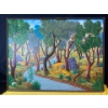 Image 2 : F. Latortue "Folk" Painting- Jungle Scene, Vivid Trees ( Measurements in Pictures)