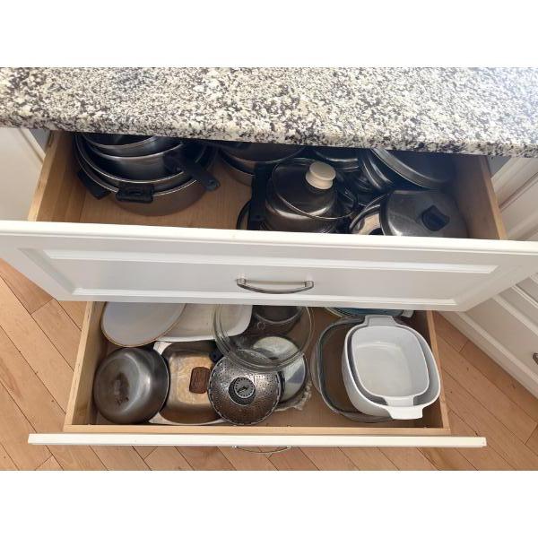 Kitchen Cupboard Contents Incl. Pots, Pans, Cloths 