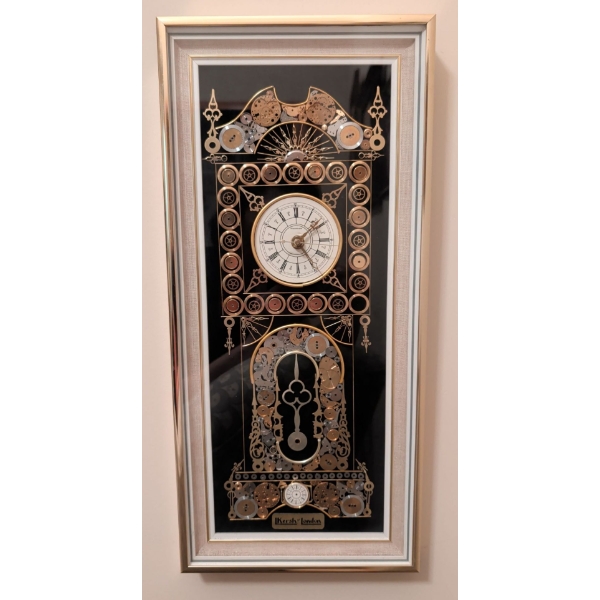 Unique Horological Collage Art Clock Designed By L.Kersh London 17"Tall
