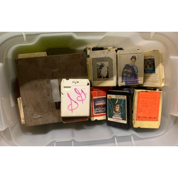 8-Track Collection + Small Rotating Storage Shelf 