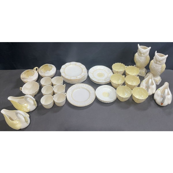 Belleek Neptune Ivory-Coloured Ceramic Tableware and Figurines