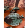 Image 3 : vintage mid-century modern Blue Mountain Pottery ornate curled candleholders, dolphin, fish, ashtray
