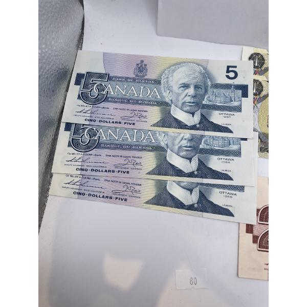 Variety of Canadian Banknotes