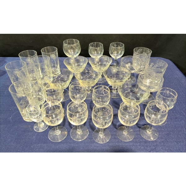 Large Collection of Crystal Cups, Variety of Shapes and Designs