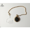 Image 1 : Elgin Pocket Watch With A Matching Gold-Toned Chain And A Distinctive Black Face Design.