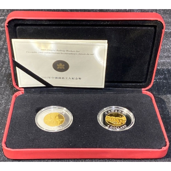  2005 $8 Commemoration of the Chinese Railway Workers Two Silver Coin Set