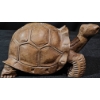 Image 3 : Hand-Carved Wooden Land Turtle Figurine, 10 Inches Long