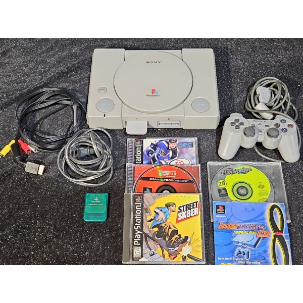 Original Sony PlayStation with Controller, Cords and Games