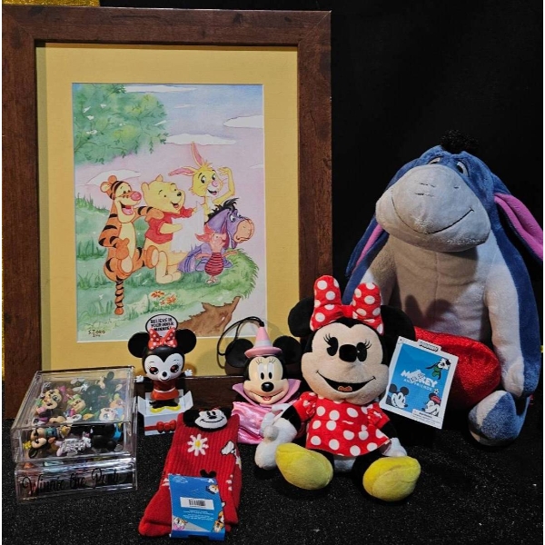 Disney Doorables, Framed Artwork, and Eeyore Plush