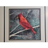 Image 5 : Painting Of A Northern Cardinal Bird Perched On A Snowy Branch 17''*17''INCHES.