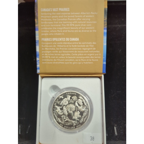 2016 Canada's Vast Prairies Proof Silver 99.99% 62.69g