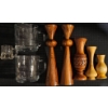 Image 1 : Glass Mugs and Assorted Turned Wood Vases Group