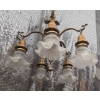 Image 4 : Brass Chandelier with Frosted Glass Shades and Adjustable Light Arms