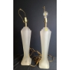 Image 1 : Pair of Paolo Gucci Frosted White Lamps 6 W, 6 D Base, 33 T to Top of Finial 