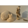Carved Whale Ivory Fornicating Figurines w/ Asian Girl Coddling A Vase 3T