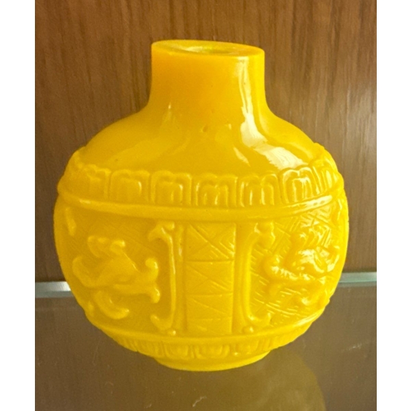 Chinese Imperial Yellow Peking Glass Snuff Bottle - 2.5"Tall