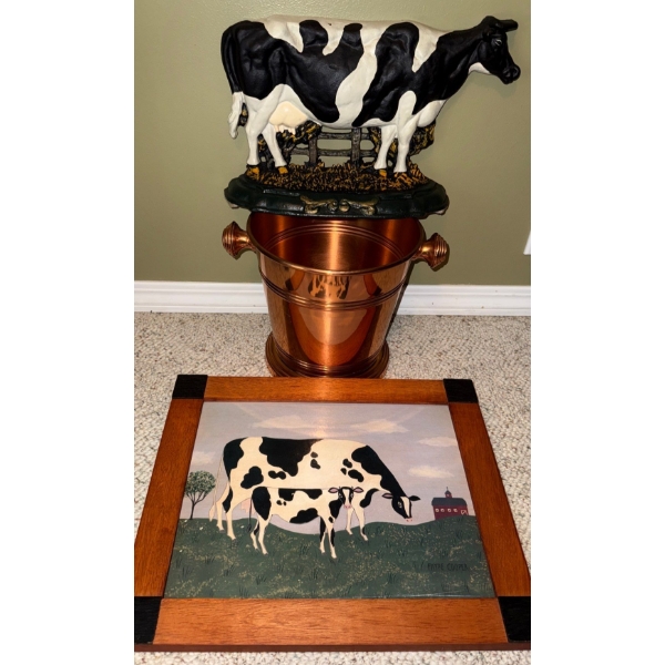 Copper Canister w/ Cow Themed Collectables 16L