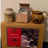Image 1 : Nativity Luminaries Set of 3, Kenya Soapstone Nativity Scene in Cave, and Monk Themed Pottery 