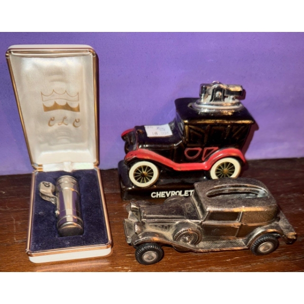 Amico 1913 Chevrolet Ceramic Table Lighter & Vintage Style Trench Lighter In Box