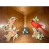Image 1 : Two Glass Bird Sculptures Hand Painted  10"tall
