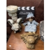 Image 2 : Garden Gargoyles (Lg is 25In Tall, Damage), Creepy Doll, Hollywood Sign, Heavy Wall Gargoyle Shelf 