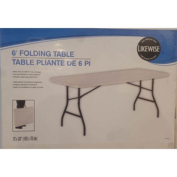 Six Foot Folding Table with Handles
