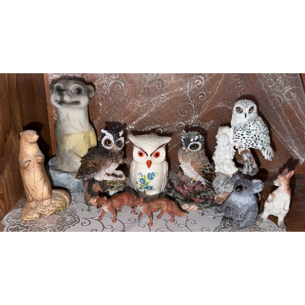 Animal Figurine Collection With Owls