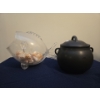 Image 3 : Bowring Glass Fish Shaped Bowl w/ Shells  (7T) & 'Planters' Cauldron (6T) 