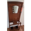 Image 1 : Vintage Wooden Hall Tree with Mirror and Umbrella Stand  29 w 11 d 71 h