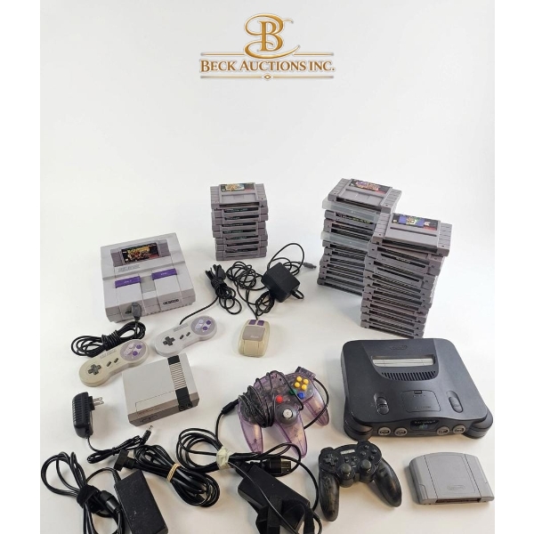  Vintage Nintendo Gaming Consoles & Accessories , Nintendo 64 (N64), Large Collection Of Video Games